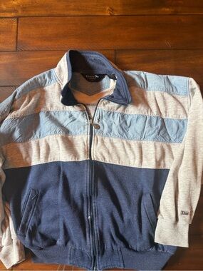 Christian Dior Men's Zip-Front Colorblock Jacket - Blue & Gray